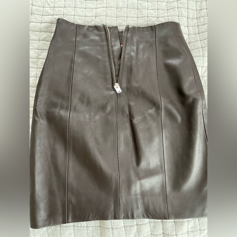 IRO Dark Brown Leather Skirt